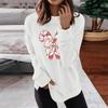 Женская мода повседневная рождественская бантовая печать круглый вырез длинный рукав топ
