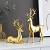 Gold Deer Figurine Set – Elegant Reindeer Sculptures for Home Décor – Modern Nordic Style Ornament for Living Room, Shelf, or Holiday Display