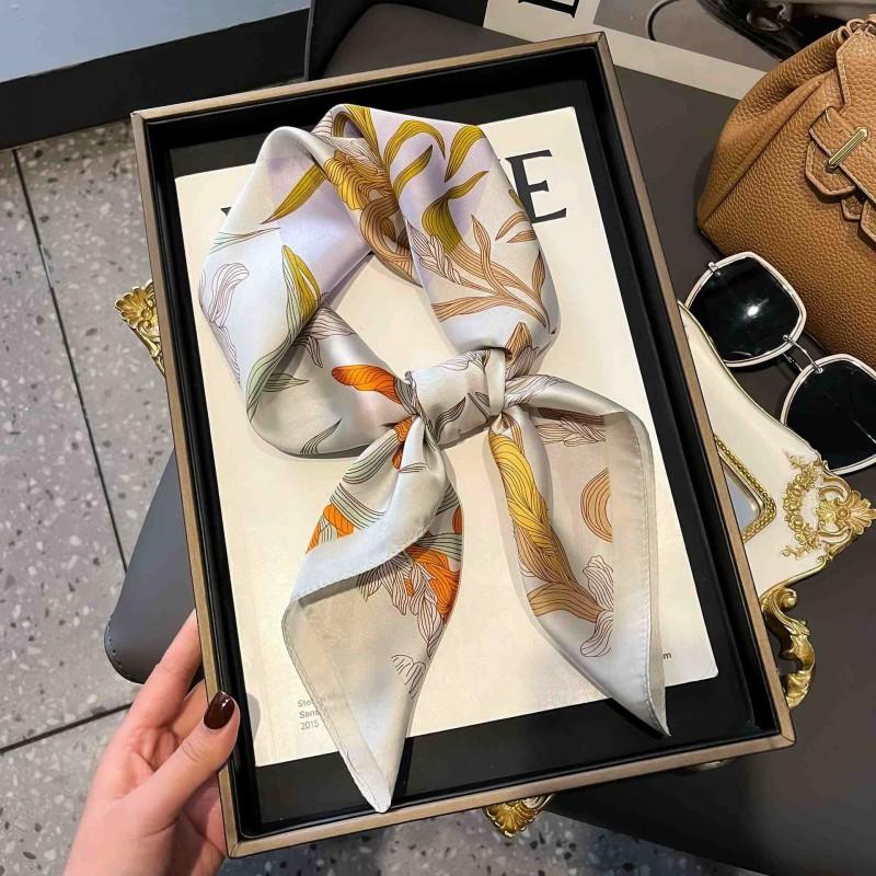 70cm Square Silk-Like Scarf Women Lightweight Fashion Accessory Office Chic Neck Wrap Stylish Print Design