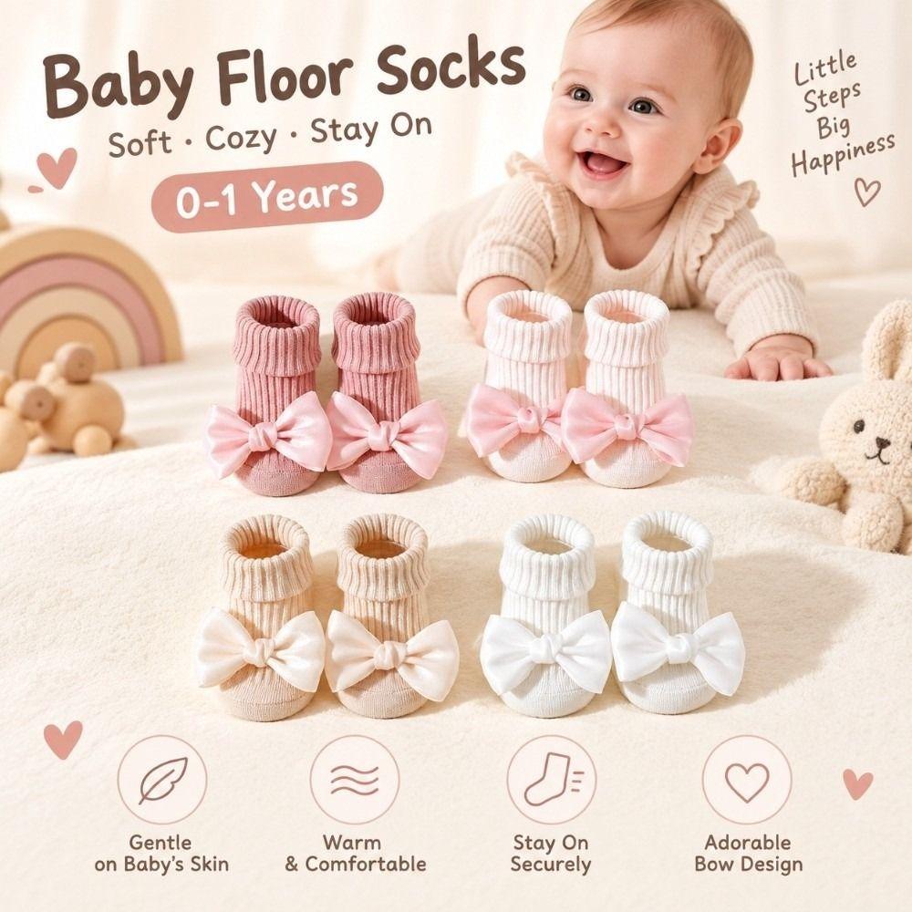 1 Paie Anti-Slip Sole Toddler Walking Sock Soft Cotton Blend Anti-Slip Sock Indoor Home