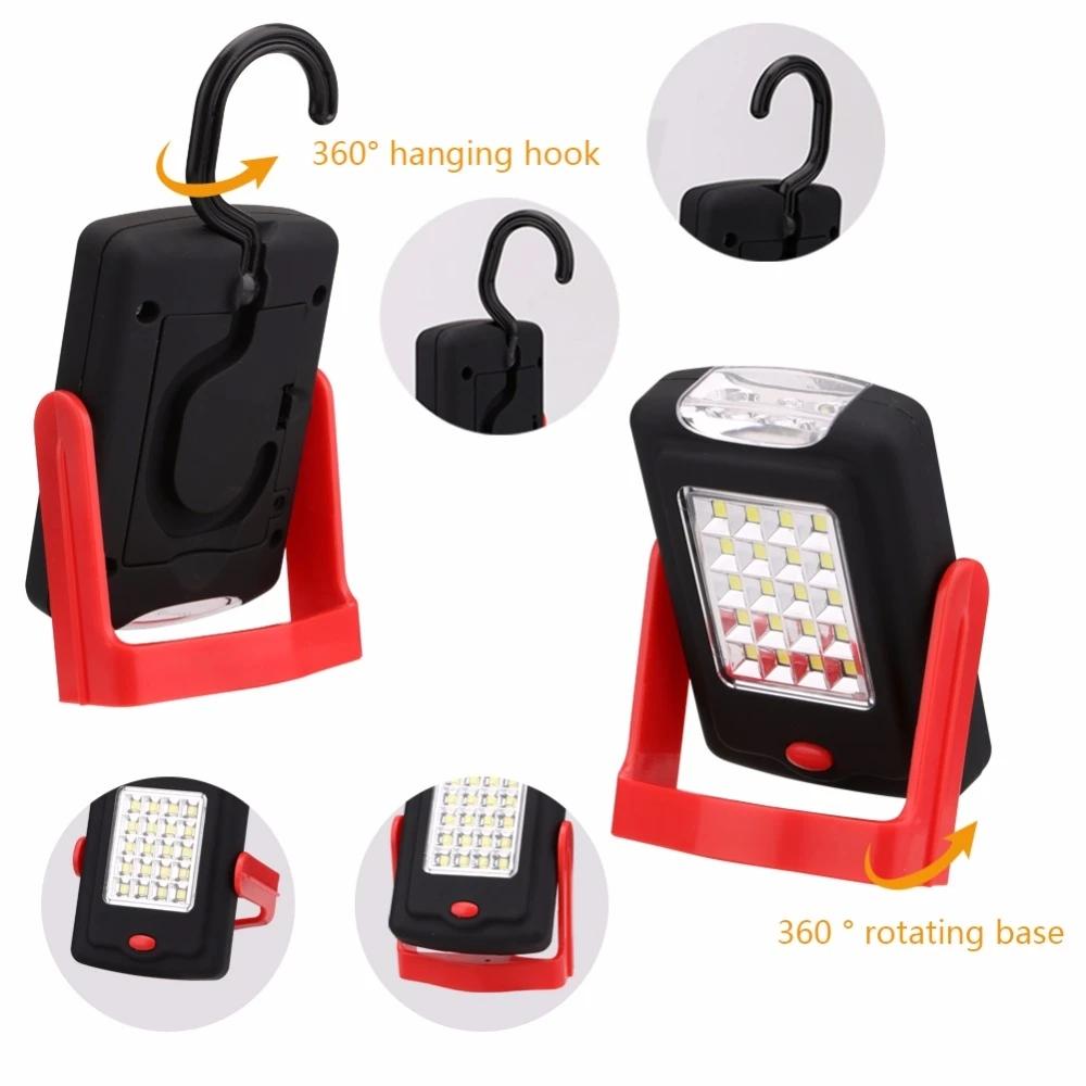 Портативный фонарик, 2 режима, 20 + 3 светодиода, лампа с магнитной рабочей подставкой, складной крючок, фонарь, лампа