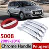 Хромированная крышка дверной ручки для Peugeot 5008 2008 ~ 2016, автомобильные аксессуары, набор накладок, 2009 2010 2011 2012 2013 2014 2015