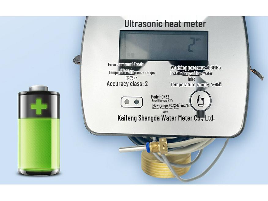 Long-Range Ultrasonic Heat Meter with Digital Display, Lithium Battery, Heating Pipeline Type, IP68-Rated Household Water Meter