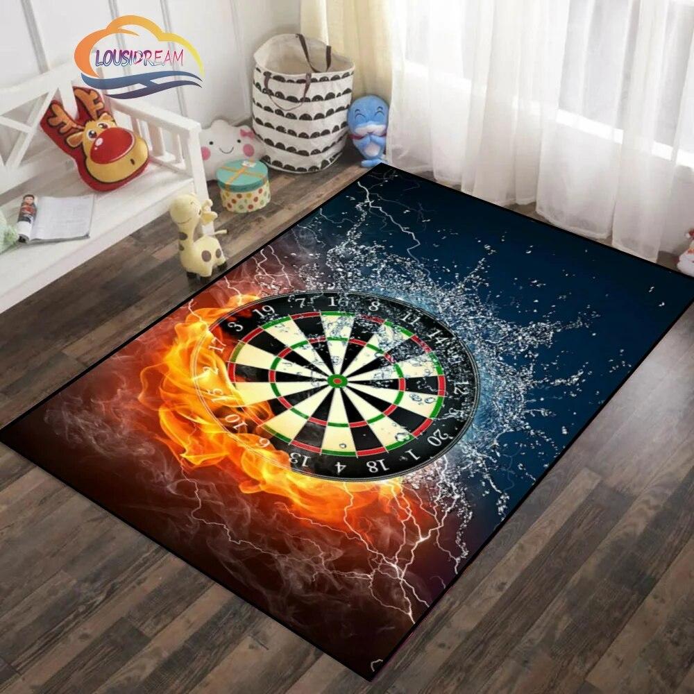 Ice and Fire Darts Pattern Carpet Fashion Soft Mat Gifts for Sports Lovers Household Floor Outdoor Play