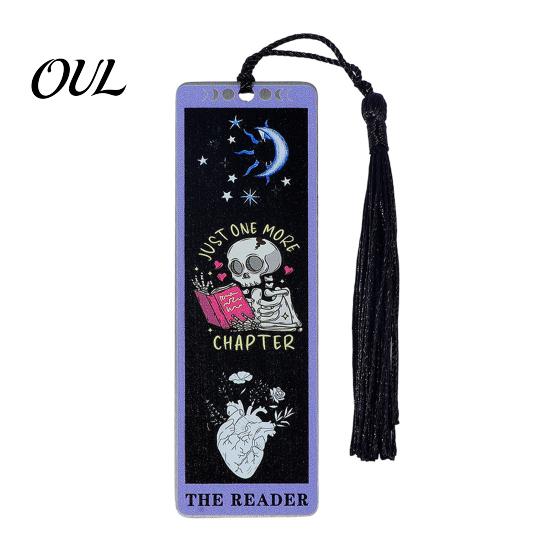 Tarot Reading Gift Card Bookmark, Stainless Steel Skeleton Pattern Page Marker, Thin Bookmark Metal Book Mark for Students Reading, Gothic Halloween