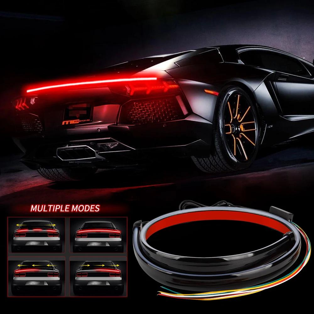 120 cm Led Spoiler Car Light For Universal Rear Wing Black Carbon Fiber The 3rd Rear Taillights Led Stop Signal Lights 12V