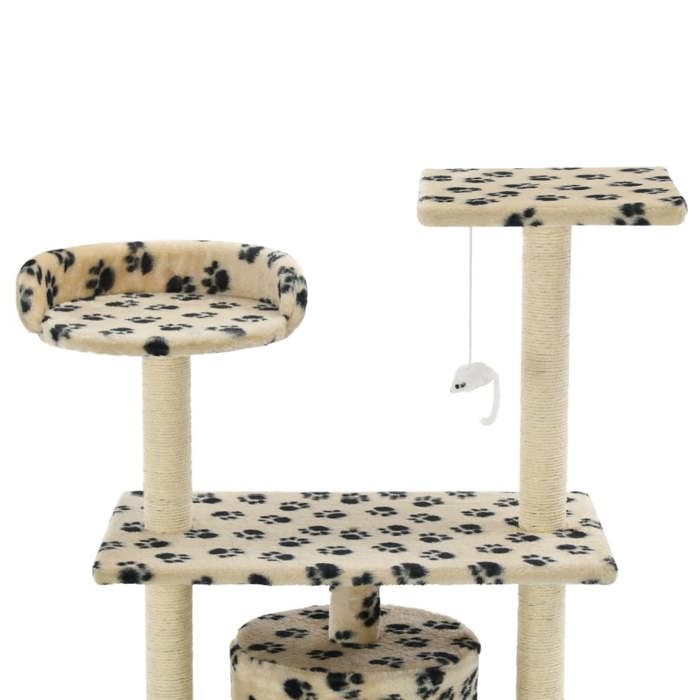 VidaXL Cat Tree with Sisal Scratching Post 95 Cm Beige Paw Print 170515