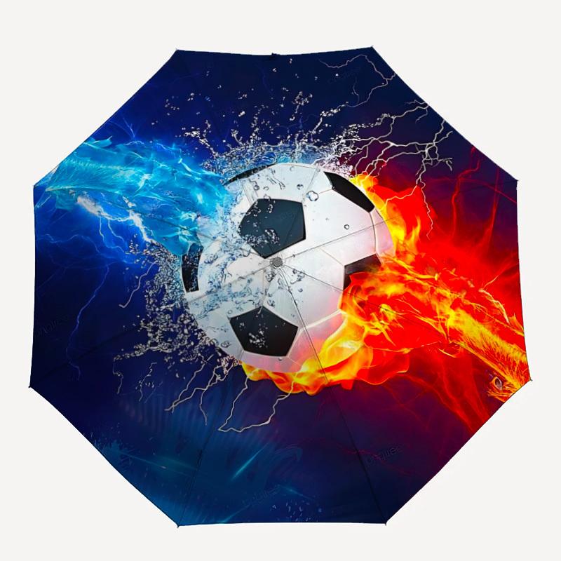 1pc Soccer Ball, Fire Automatic Open/Close Umbrella with One-Touch Button, Compact Folding Canopy, Sturdy 8-Rib Windproof Design S48