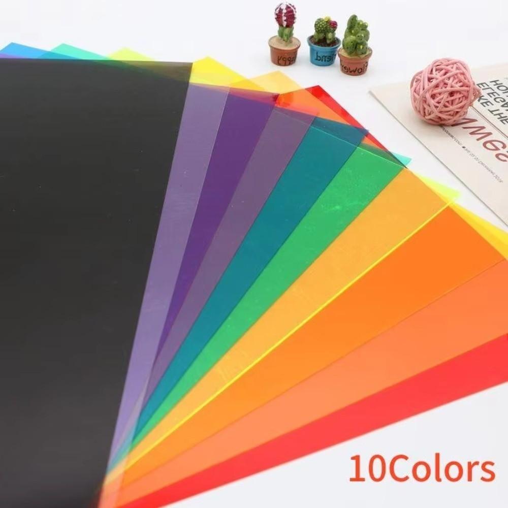 10 шт. DIY Цветная фильтрующая гелевая пленка A4 Прозрачный прозрачный ПВХ лист Толщина 0,3 мм Цветной ацетатный лист