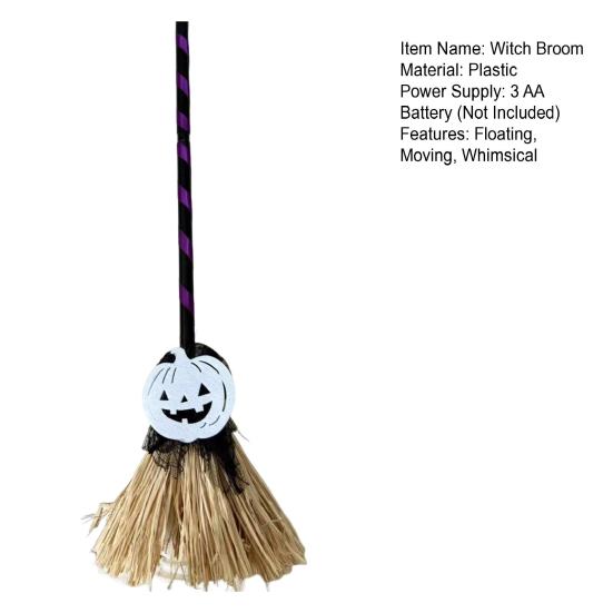 Парящая метла на Хэллоуин высотой 31,5 дюйма, электрическая метла ведьмы, анимированная танцующая метла с LED-подсветкой для домашнего напольного декора