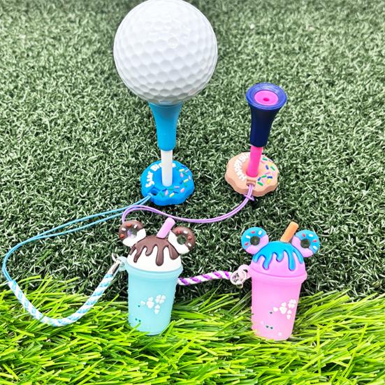 Golf Tee Cartoon Shape Lightweight Portable Colorful Anti-Lost Golf Tee Hanger with Strap Golf Accessory Gift