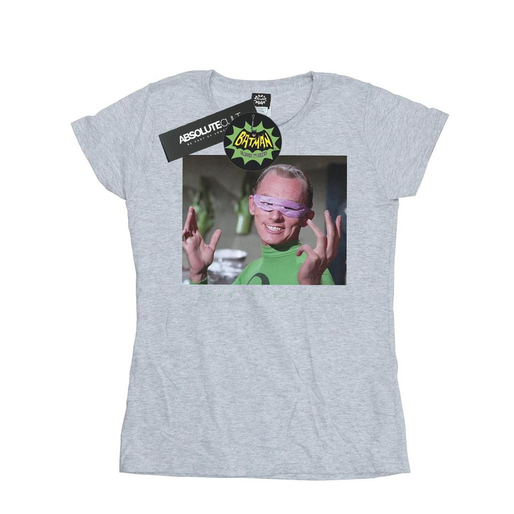 DC Comics Женская/женская хлопковая футболка из сериала «Бэтмен» с фотографией «Загадочник»