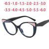 Trendy Cat-Eye Frame Colorful Patchwork Large Size Prescription Short Sight Eyewear 0 -0.5 -1 -1.25 -1.5 -1.75 -2.0 To -6
