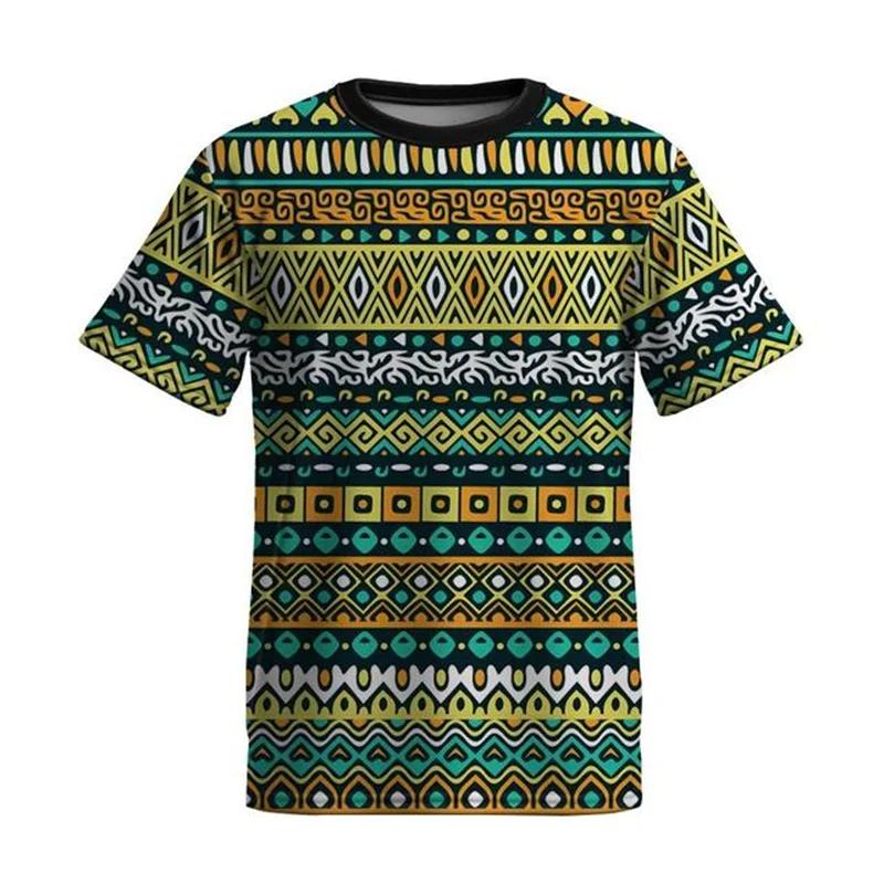 African Tribal Men's and Women's T-shirts, Ethnic Style 3D Printed Short Sleeved Shirts, Summer Clothing