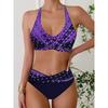 Летний женский высококачественный купальник-бикини для отдыха на пляже, черно-белый узор, комплект из двух частей, S-5XL