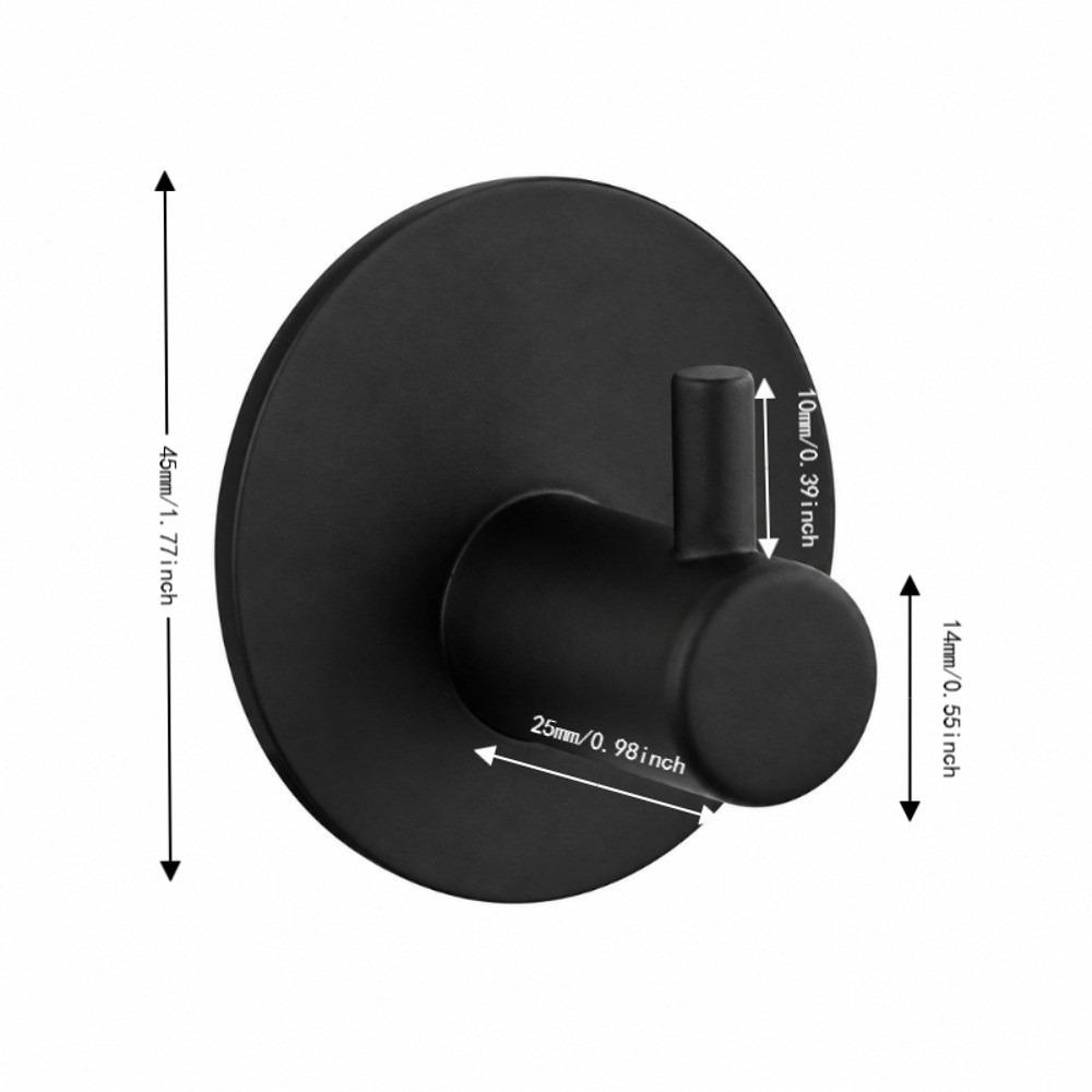 4 PCS Self Adhesive Adhesive Hook Black Silver Towel Hook Durable Wall Hook Space Saving