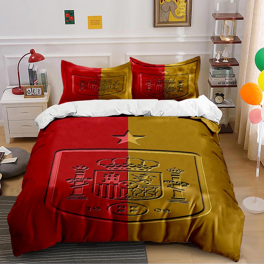 Spanish Flag Crest Bedding Set Bedding Duvet Cover Set Duvet Cover Pillowcases Home Decor (1 * Duvet Cover 2 * Pillowcases, without duvet insert)