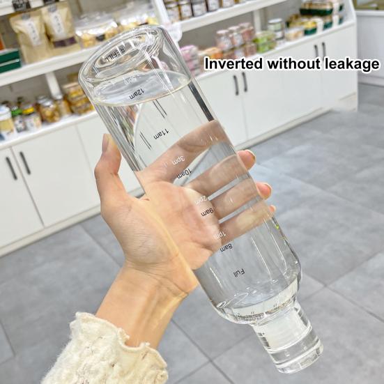 Бутылка для воды 500 мл, герметичная шкала времени, прозрачная бутылка для чайной посуды из боросиликатного стекла, офисная
