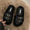 2024 Women's New Slippers Outdoor Slippers Thick-soled Flip-flops Plush Warm Autumn Comfortable Cotton Slippers