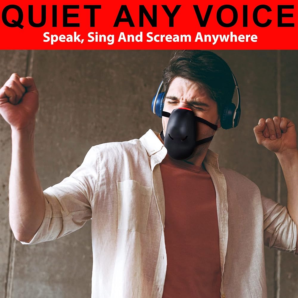 Tilcare Voice Damper - Маска для подавления шума для певцов, Снятие стресса - Маска для крика для вокальной разминки, Сенсорная, Съемный регулируемый ремешок