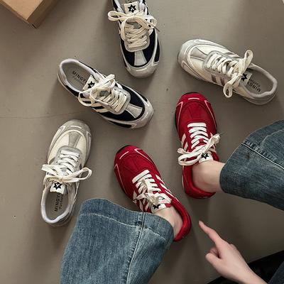 Корейская версия модных универсальных и удобных сетчатых ретро кроссовок на тонкой подошве, женские 2025 лето, легкий спорт и досуг тре