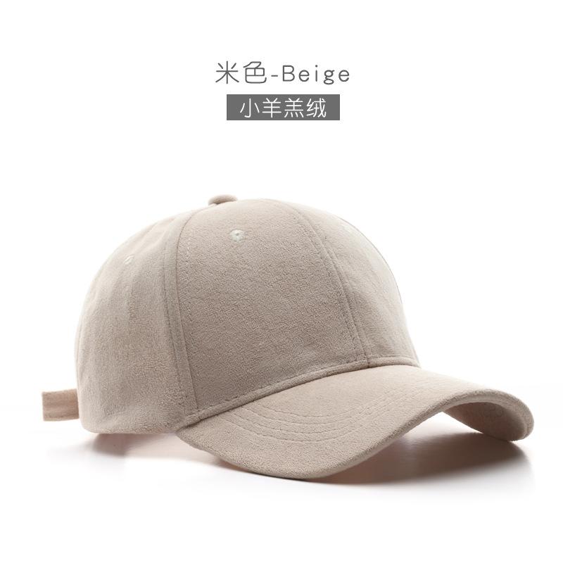 Шапка женская японская корейская версия зимняя теплая из овечьей шерсти однотонная кепка-таблетка для улицы спортивная модная мужская бейсболка