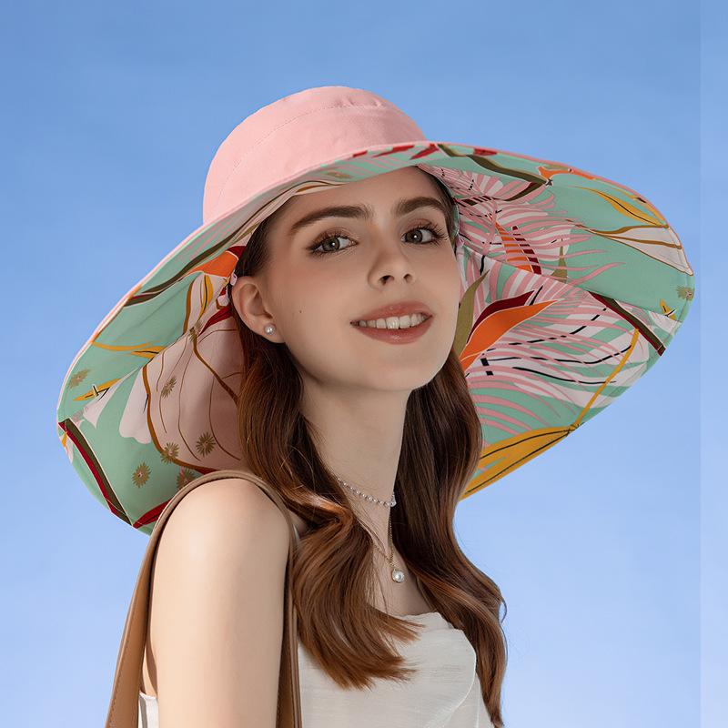 European and American New Double-sided Bucket Hat Women's Summer Widened Brim Sun Hat Fashion Sunscreen Sun Hat