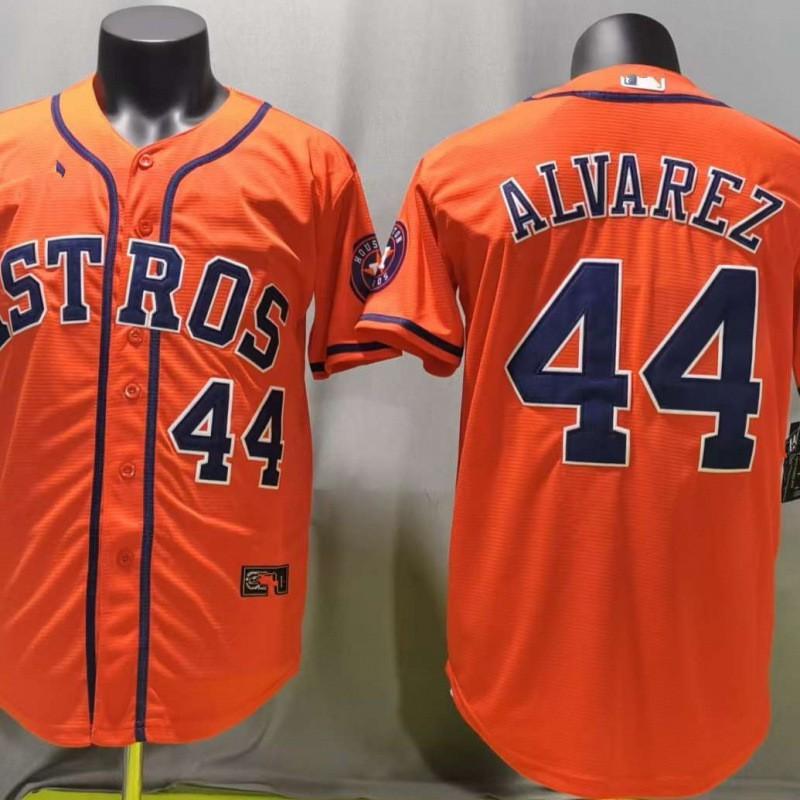 Houston Astros 44 Alvarez Orange Embroidered Fan Baseball Jersey Unisex Sportswear
