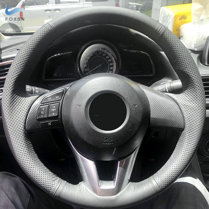 Автомобильный плетеный чехол на руль для Mazda CX-5 CX5 Atenza 2014, новинка Mazda 3 Axela CX-3 Scion iA 2016, перфорированная кожа из микрофибры