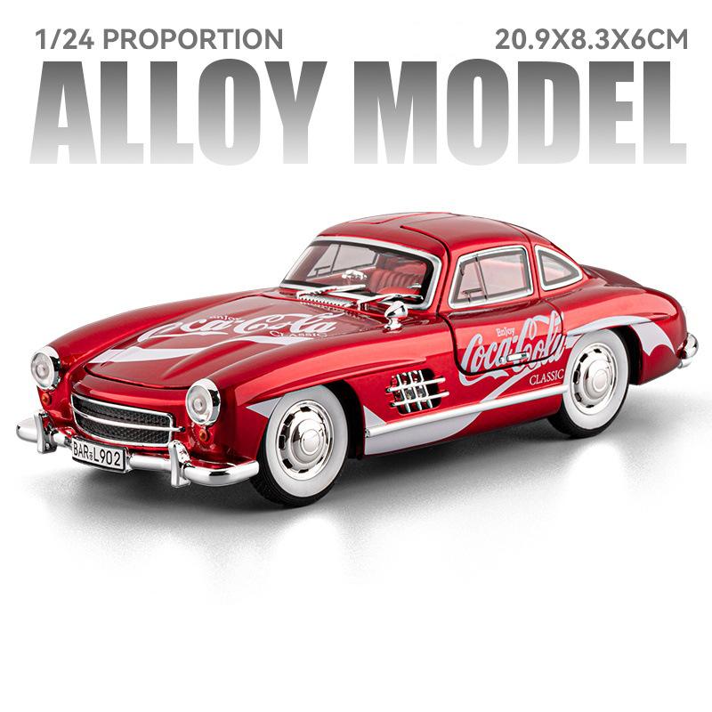 1:Масштаб 24 300SL 500K Винтажный автомобиль Игрушечная модель Сплавной кузов Открывающиеся двери Музыка Свет Инерционные модели Модели Детское хобби Подарки