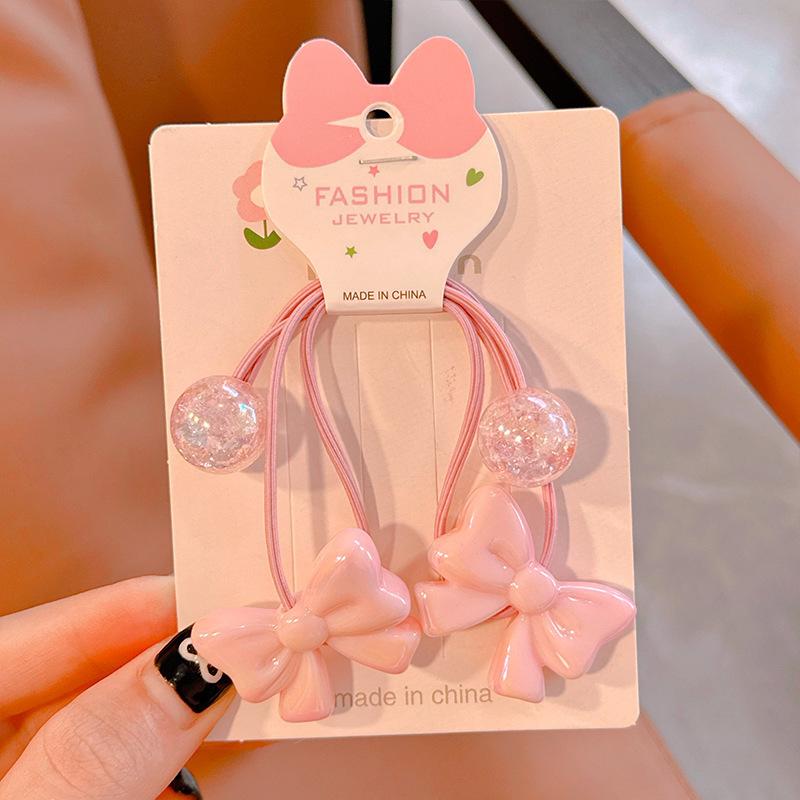 2PCS New Cute Colorful Bow Tie Princess Headwear Kids Elastic Hair Bands Children Hair Ropes Girls Hair Accessories