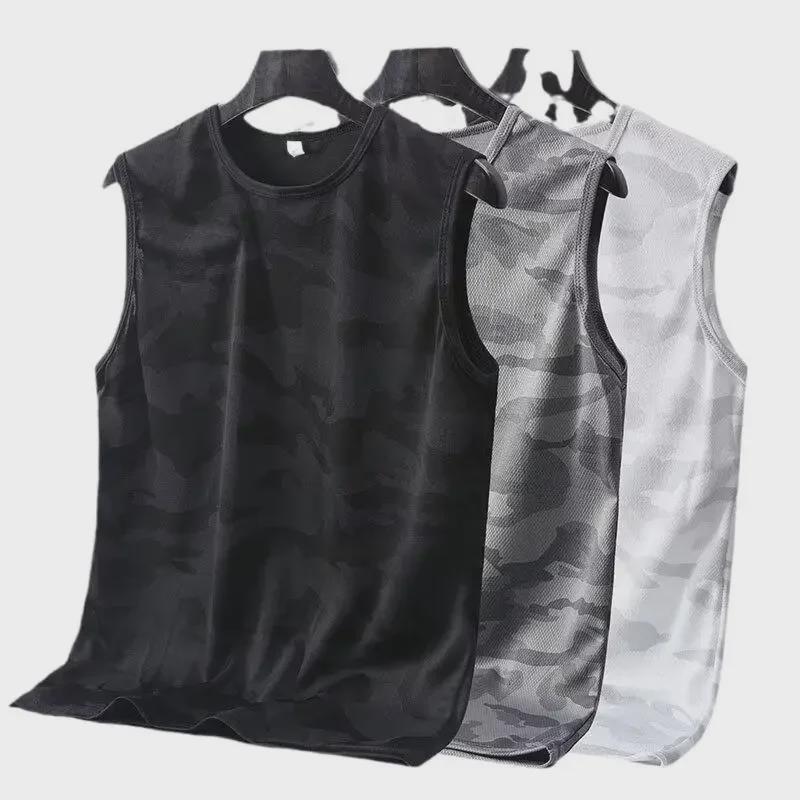 Мужская быстросохнущая майка без рукавов для фитнеса и свободная спортивная футболка с коротким рукавом