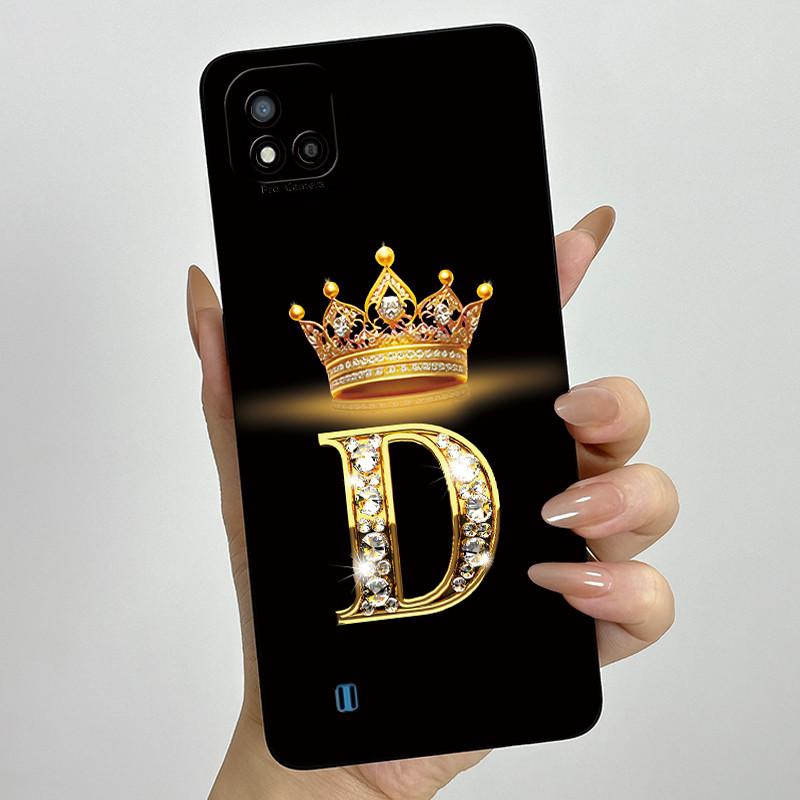Для Realme C11 2021 RMX3231 C20 Чехол Корона Буква Жидкий Силикон Мягкие Чехлы для Телефона Для RealmeC20 C20A Полная Защита Задняя Крышка
