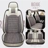 Universal 5-Piece Cotton Linen Car Seat Cover Set Full Surround Fit All Comfortable Breathable Auto Interior Accessory