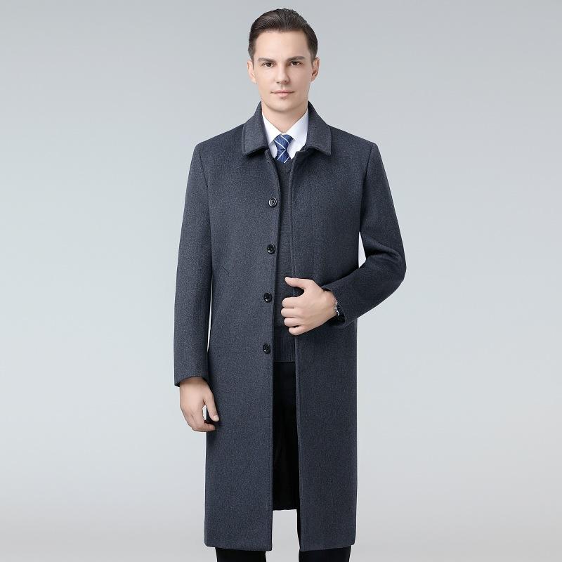Autumn and Winter Wool Coat Men's Long Middle-aged Dad's Business Casual Coat Men