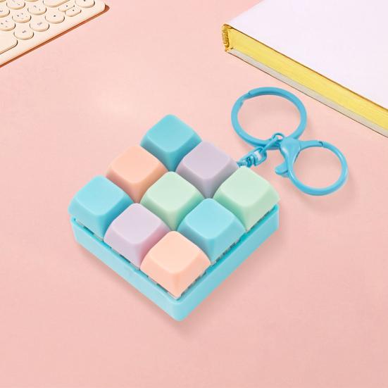 Yousheng 9-Keys Fidget Keyboard Keychain Stress Anxiety Relief Keyboard Clicker Keychain Portable Decompression Button Sensory Toy