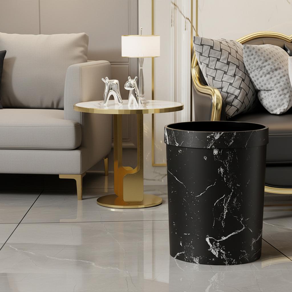 Bedroom Bathroom Household 10L 16L Starry Black Eco-Friendly No Lid Waste Storage Basket Garbage Rubbish Dust Trash Bin