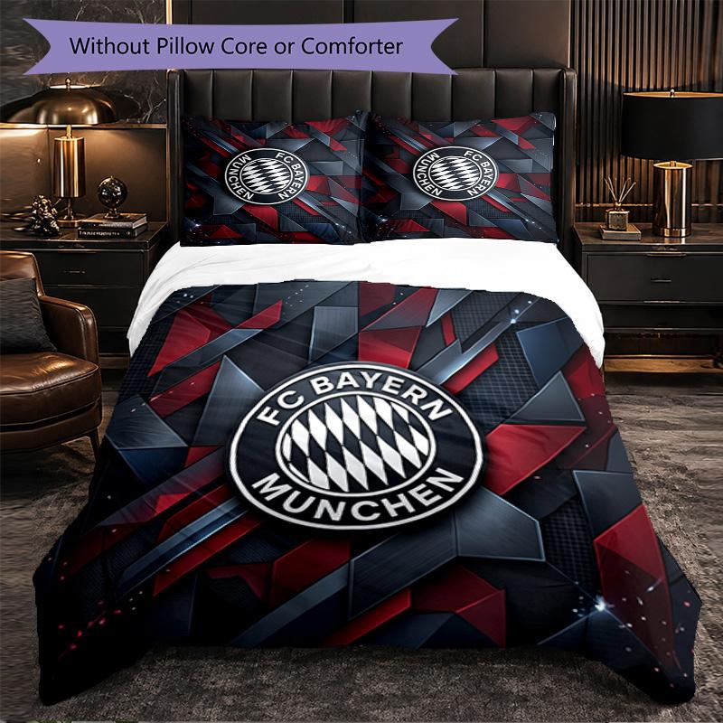 Bayern Munich Pattern 3 Pieces Bedding Set Soft Microfiber Duvet Cover with Pillow Cases for Bedroom