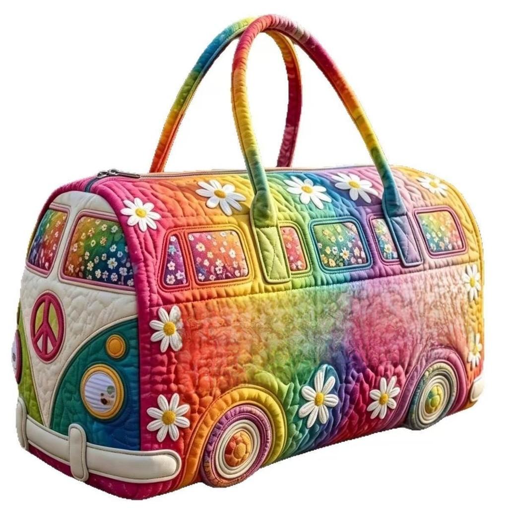Short Distance Bus 3d Digital Sponge Print Travel Bag With Polyester Fabric For Leisure Travel