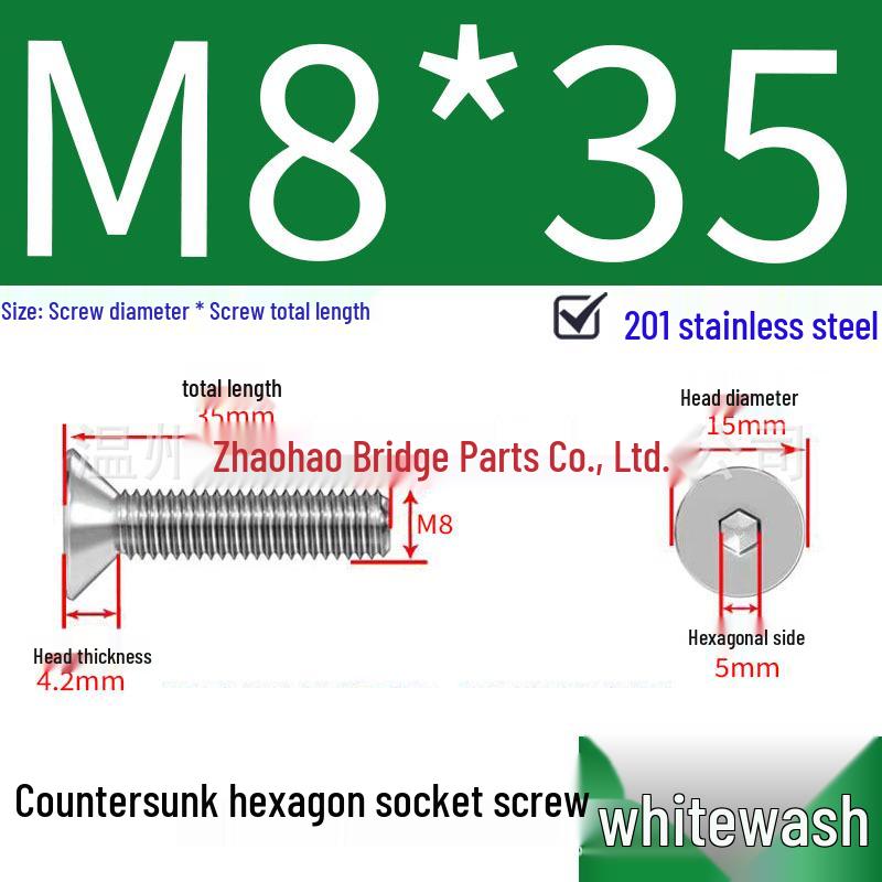 201 Stainless Steel Hex Socket Countersunk Flat Head Screws