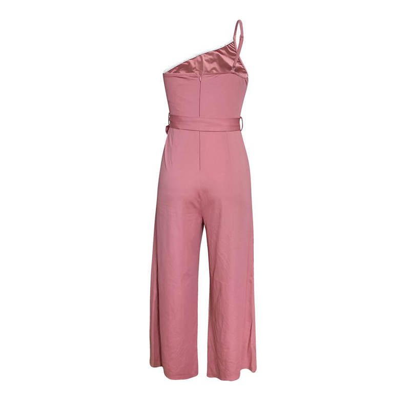 Off Shoulder Strap Jumpsuit Women's Spring Summer Temperament Commuting Solid Color Straight Pants