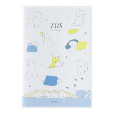 Еженедельник Midori Pocket Diary, 2025, B6, Недельный, с рисунком собаки, 22308006 (Начало в январе 2025 г.)