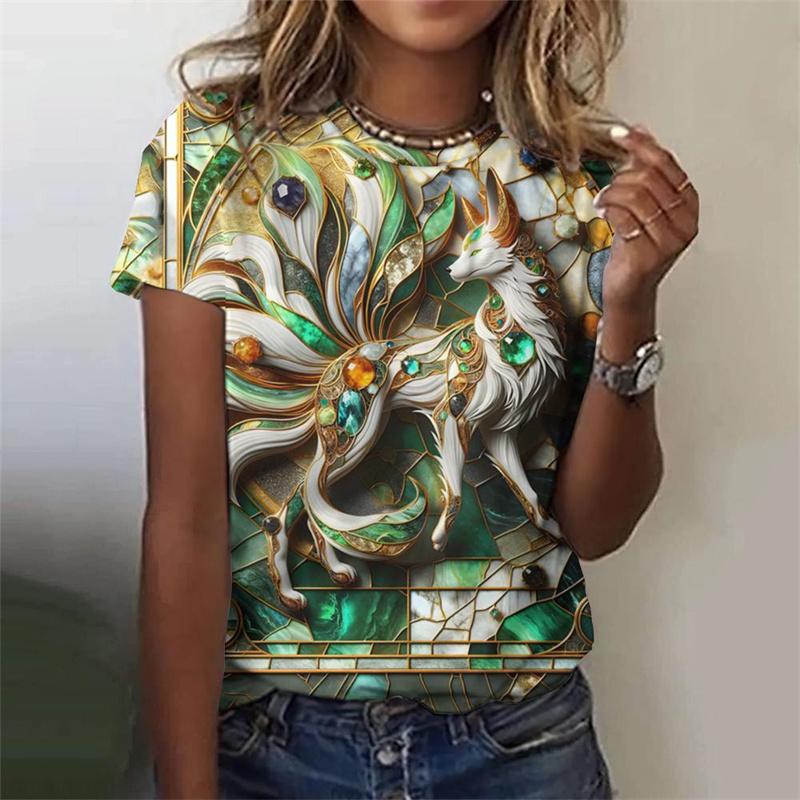 3D Printed Stereoscopic Animal T-Shirt For Women Dragon Phoenix Graphic Tees Summer Casual T Shirts O-Neck Tops Short Sleeves