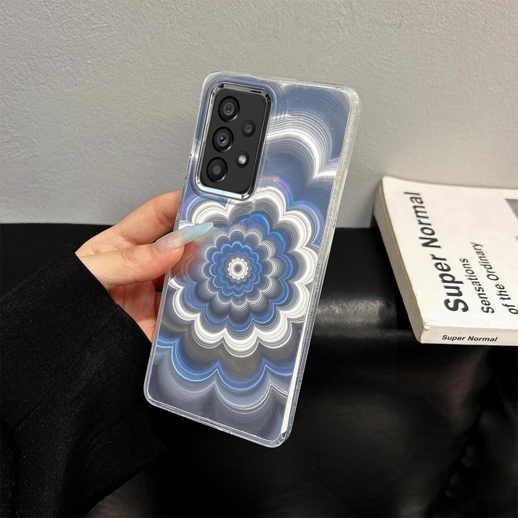 Прозрачный ТПУ чехол для Samsung Galaxy A53 A52 A52S A33 A23, 3D переливающийся градиентный цветочный чехол, призматический цветовой сдвиг, защита от пожелтения, противоударный, с приподнятой рамкой для объектива