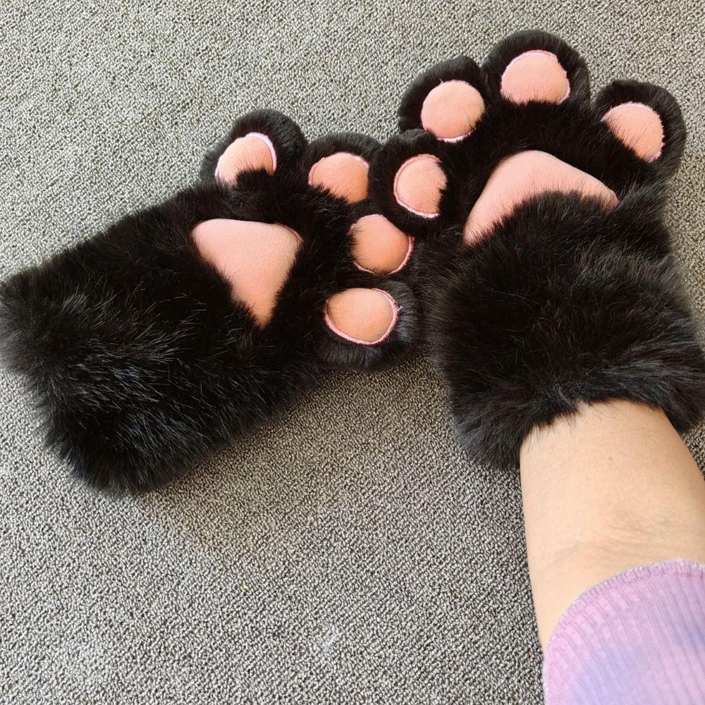 Фурсьют Кигуруми Плюшевые перчатки-лапы кошки Меховые варежки-когти Костюм для косплея Перчатки Подарки