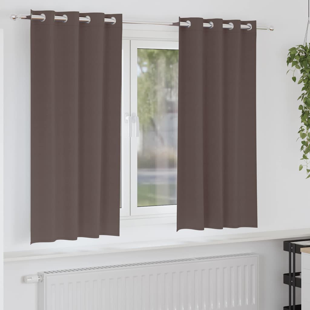 Blackout Curtains with Rings 2 pcs Dark Brown