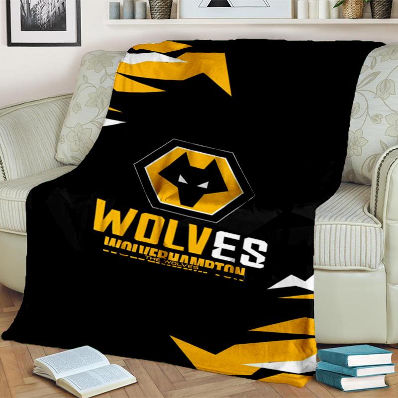 Wolves Football Club Emblem Printed Throws Blanket Soft Flannel Blankets for Couch Bed Gifts for Men Women Picnic blanket Christmas gifts