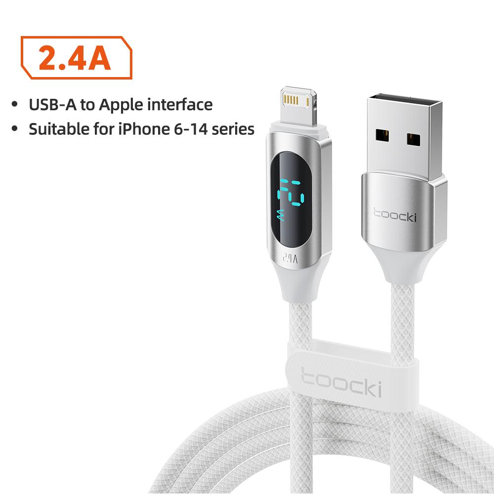 Кабель USB-iP для iPhone 14 13 Pro Max со светодиодным цифровым дисплеем 2,4 А, кабель для быстрой зарядки Apple для iPad Air Data Cord