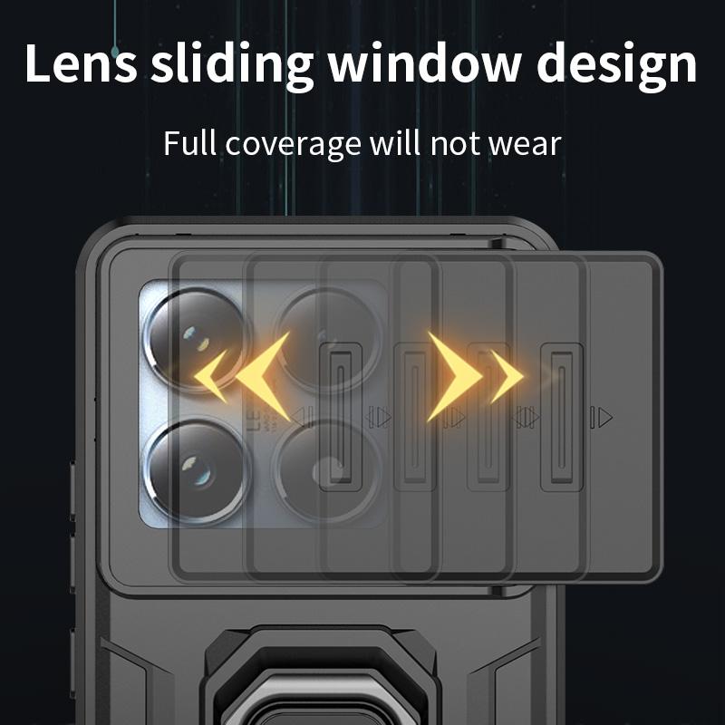 For Xiaomi Redmi Note 12 13 Pro 4G Back Cover Shockproof Armor Case Slide Camera Lens Protect Magnetic Stand Holder Phone Cases