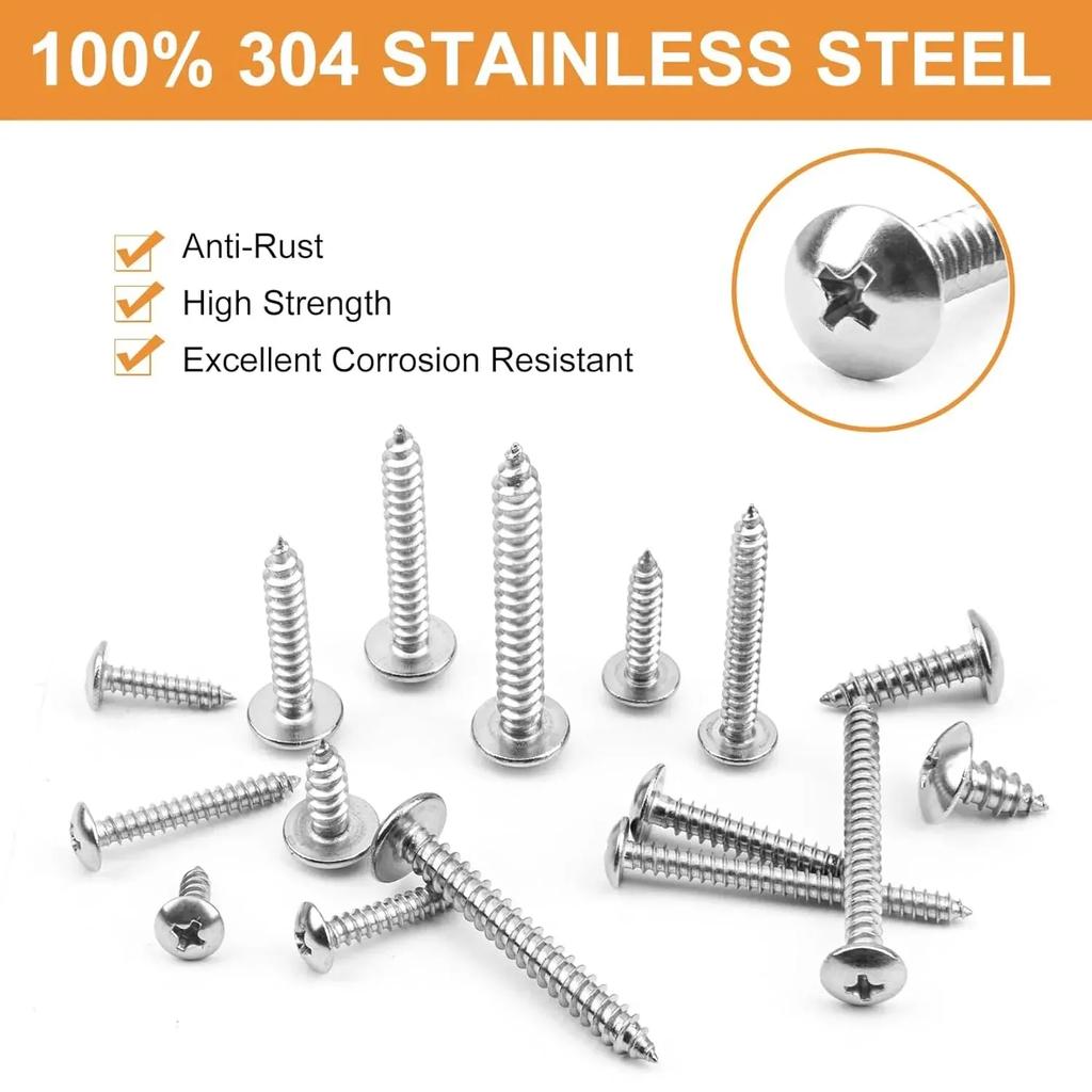 50 шурупов по дереву с полукруглой головкой и крестообразным шлицем из нержавеющей стали, M4.8X (12/16/20/25/35), саморезы